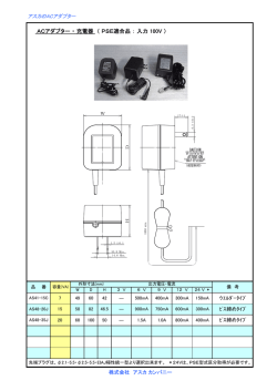 ACアダプター ・ 充電器 （ PSE適合品 ： 入力 100V ）