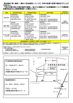 軽自動車・軽二輪車・二輪の小型自動車については、市町村役場で変更