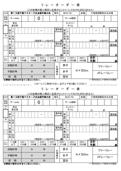 4&times;50m 4 3 2 1 リ レ ー オ ー ダ ー 表 4&times;50m 4 3 2