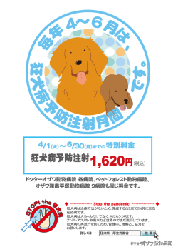 毎 年 4～6月は 、 で す 。 狂 犬 病 予 防注射月間