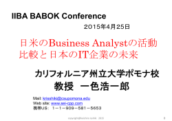 教授 一色浩一郎 日米のBusiness Analystの活動 比較と日本のIT企業