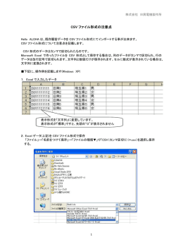 CSV ファイル形式の注意点