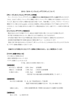 2015／2016 インフルエンザワクチンについて