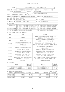 会社名 三井住友アセットマネジメント株式会社 所在地 105
