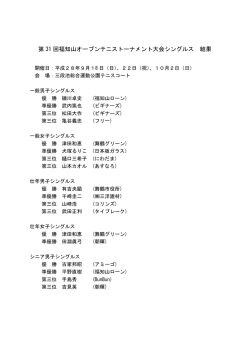 第 31 回福知山オープンテニストーナメント大会シングルス 結果