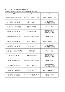 【ファミリーコンピュータ ローテーション】 期間 A B
