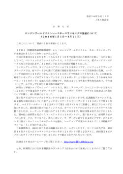 ロンジンワールドベストレースホースランキングの発表について