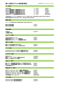 楽コン追加オプション料金表(税抜)