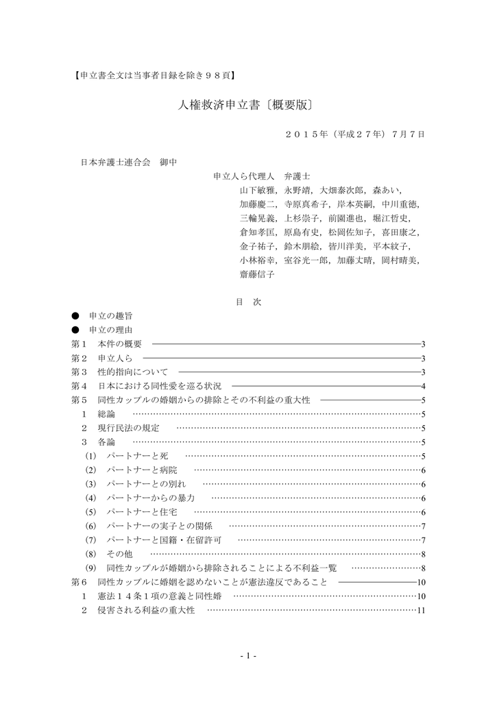 人権救済申立書概要版2015年7月6日版