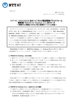 NTT-AT、RADVISION社のHDテレビ電話開発プラットフォーム最新版