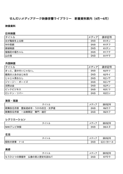 せんだいメディアテーク映像音響ライブラリー 新着資料案内（4月～6月）