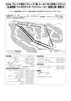 ANA ゲレンデ割引（ゲレンデ得クーポンをご利用ください） （札幌国際