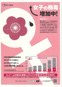 注意＞女子の梅毒感染者が5年間で5倍に増加(2016-10)