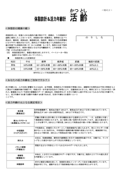 ＜体脂肪は健康の敵＞ の り し ろ ＜あなたの活力年齢をご存知ですか