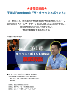 非売品動画   平城式Facebook『ザ・キャッシュポイント』