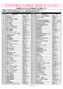 山口市安心快適住まいる共通商品券 取扱店舗一覧 （5月24日現在）