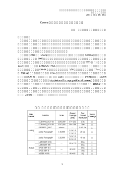 表1 衛星写真・空中写真・一般的な衛星画像