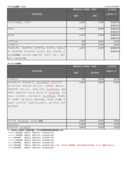 アメリカ、ヨーロッパ主要国料金表
