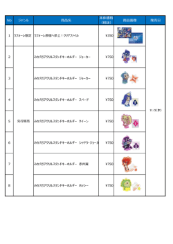 No ジャンル 商品名 本体価格 （税抜） 商品画像 発売日