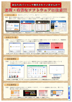 (偽セキュリティーソフト、偽クリーンソフト) 特徴：勝手に画面が表示されて