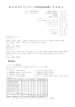 教 育 部 及び プロスポーツ指導者連絡協議会 事 業 報 告