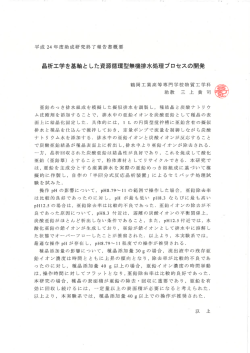 Page 1 平成24年度助成研究終了報告書概要 晶析工学を基軸とした