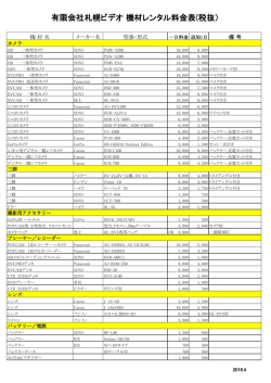 業務用ビデオ機材レンタル 価格表
