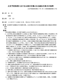 火災予防条例における公表の対象となる違反の条文の抜粋