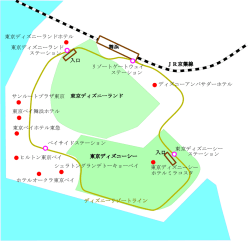 東京ディズニーランドのオフィシャルホテルの地図の印刷用PDFファイル