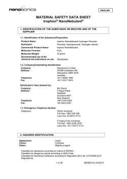 MATERIAL SAFETY DATA SHEET trophon