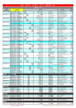SOUTH AFRICA 2010 試合日程