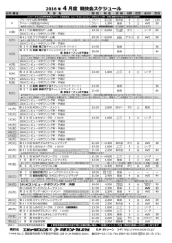 2016 年 4 月度 競技会スケジュール
