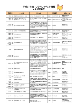 平成27年度 しりべしイベント情報 4月6日現在