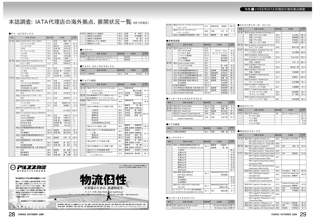 特集3 08年iata代理店の海外拠点調査