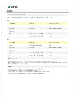 インクジェットプリンタドライバ設定表 下記設定は、各社の代表