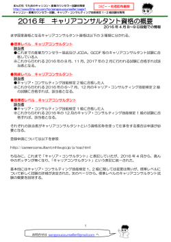 2016 年 キャリアコンサルタント資格の概要