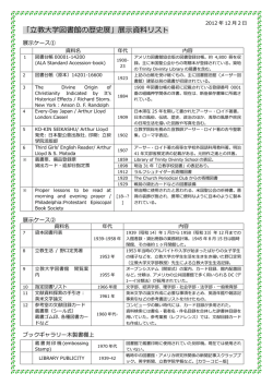 「立教大学図書館の歴史展」展示資料リスト