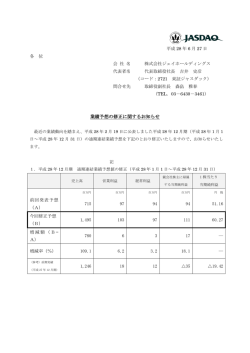 業績予想の修正に関するお知らせ - 株式会社ジェイホールディングス