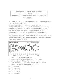 朝日新聞社2011年春の採用試験（記者部門） 時事・常識問題