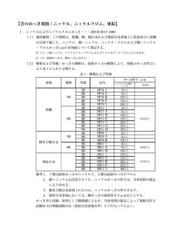【昔のめっき規格：ニッケル、ニッケルクロム、亜鉛】