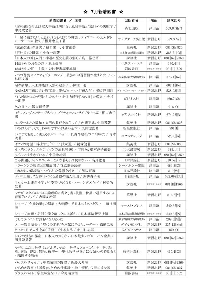 7月新着図書