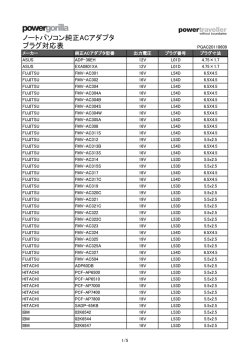 ノートパソコン純正ACアダプタ プラグ対応表
