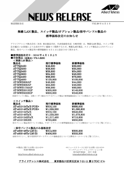 無線 LAN 製品、スイッチ製品/オプション製品/保守バンドル製品の 標準