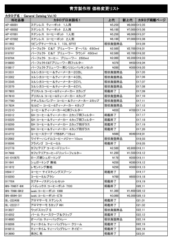 青芳製作所 価格変更リスト