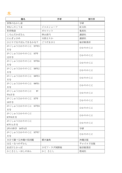 題名 作者 発行所 世界のむかし話 学研 せむしのこうま イエルショーフ