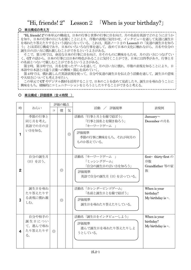 Lesson 2 When Is Your Birthday