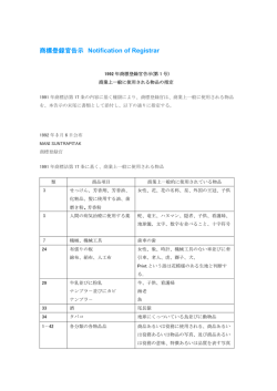 商標登録官告示 Notification of Registrar