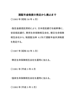 酒販年金制度の発足から廃止まで