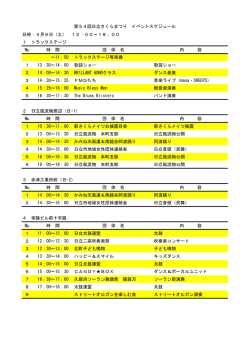 日時：4月9日（土） 12：00～18：00 1 トラックステージ № 時 間 団 体 名