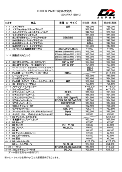 OTHER PARTS定価改定表